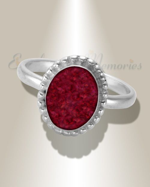 Women's Sterling Silver Bethany Ash Ring with Scarlet Pearl Opal