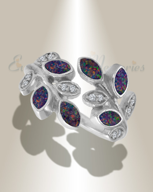 Women's Sterling Silver Chatelain Ash Ring with Black Flame Opal