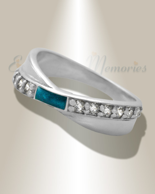 Women's Sterling Silver Claiborne Ash Ring with Aqua