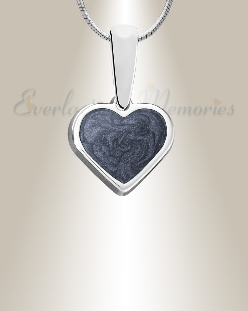 Solid 14K White Gold Creekside Heart Ash Resin Jewelry
