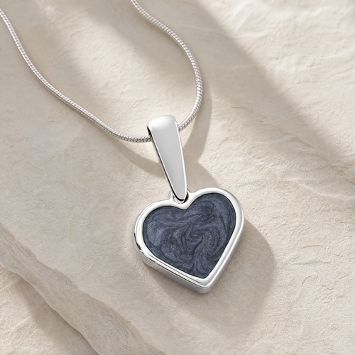 Solid 14K White Gold Creekside Heart Ash Resin Jewelry