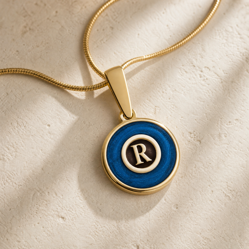 Solid 14K Gold Cobalt Monogram Ash Resin Jewelry