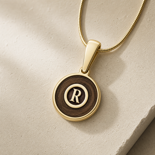 Solid 14K Gold Carob Monogram Ash Resin Jewelry