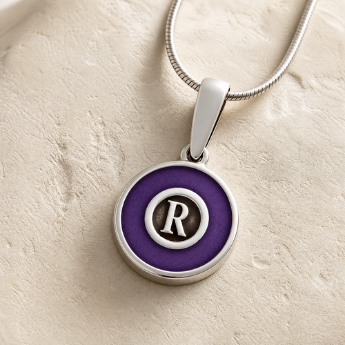 Solid 14K White Gold Lilac Monogram Ash Resin Jewelry