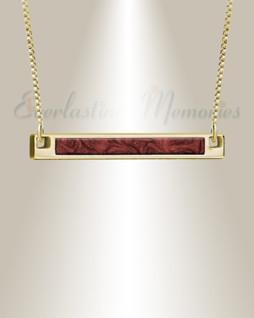 Solid 14K Gold Crimson Barred Ash Resin Jewelry