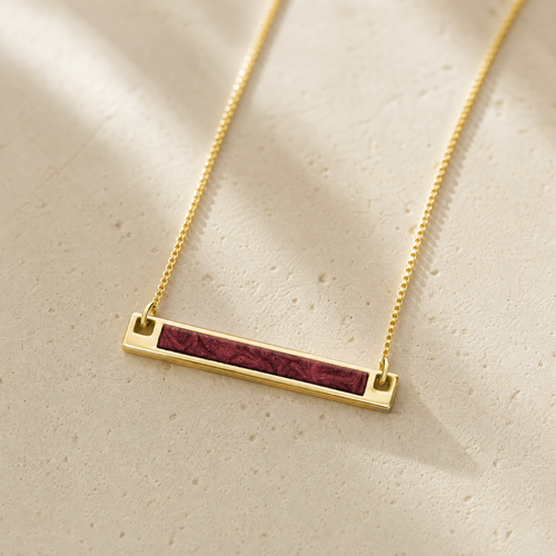 Solid 14K Gold Crimson Barred Ash Resin Jewelry