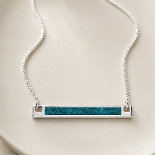Solid 14K White Gold Aqua Barred Ash Resin Jewelry