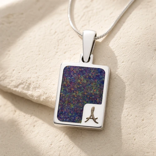 Solid 14K White Gold Marvelous Rectangle Ash Resin Jewelry