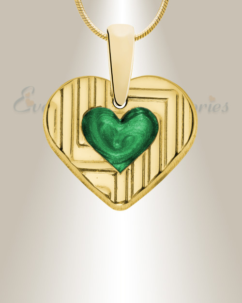 Solid 14K Gold Lined Heart with Seafoam Ash Resin Jewelry