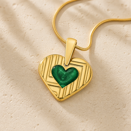 Solid 14K Gold Lined Heart with Seafoam Ash Resin Jewelry