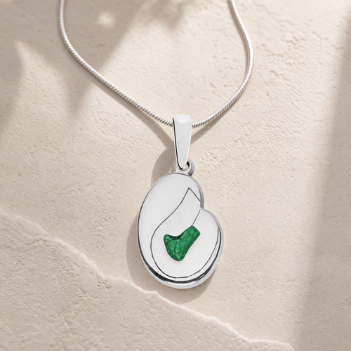 Solid 14K White Gold Beloved with Forest Ash Resin Jewelry
