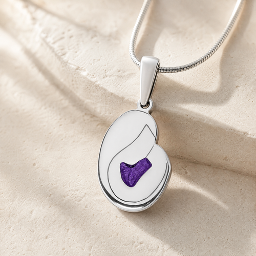 Solid 14K White Gold Beloved with Mullberry Ash Resin Jewelry