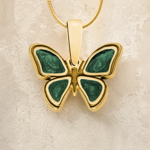 Solid 14K Gold Lovable Butterfly with Seafoam Ash Resin Jewelry