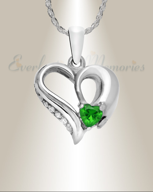 Sterling Silver Guinevere Heart Cremation Urn Pendant