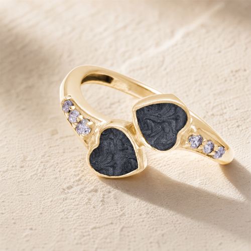 Solid 14K Gold Women's Rosalia Ash Ring with Slate