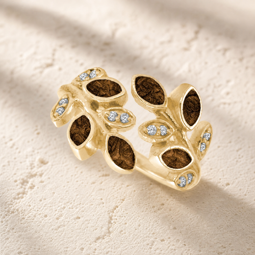Solid 14K Gold Women's Chatelain Ash Ring with Carob