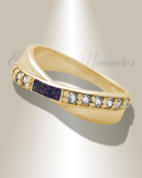 Solid 14K Gold Women's Claiborne Ash Ring with Black Flame Opal