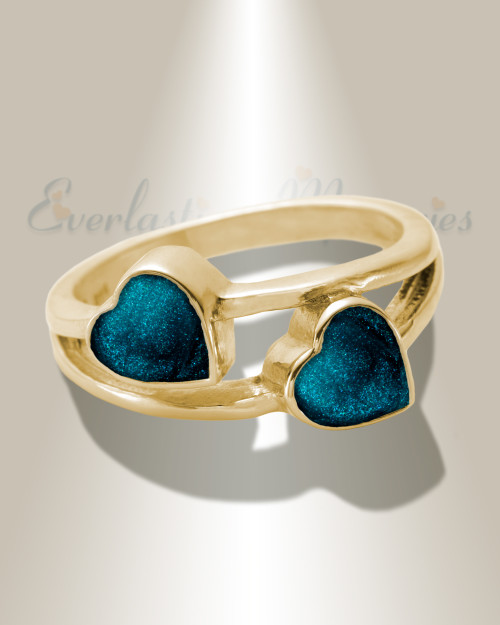 Solid 14K Gold Women's Thornley Ash Ring with Aqua