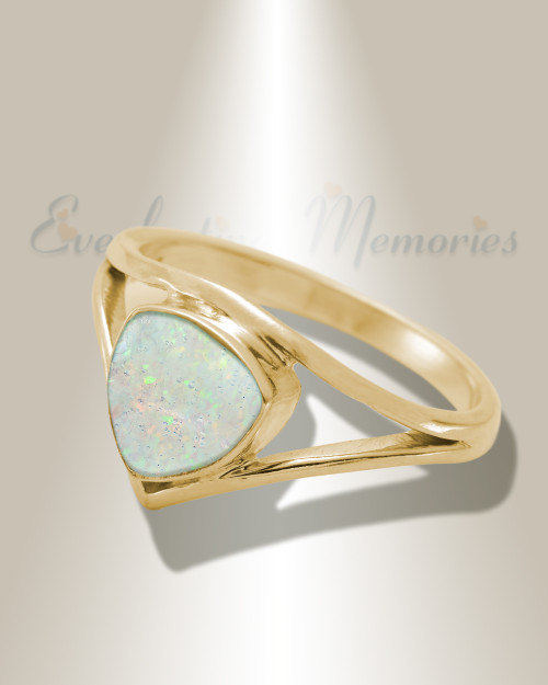 Solid 14K Gold Women's Willowbrook Ash Ring with Crushed Cream Opal