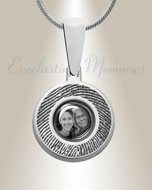 Forever Round Sterling Silver Fingerprint And Picture Pendant