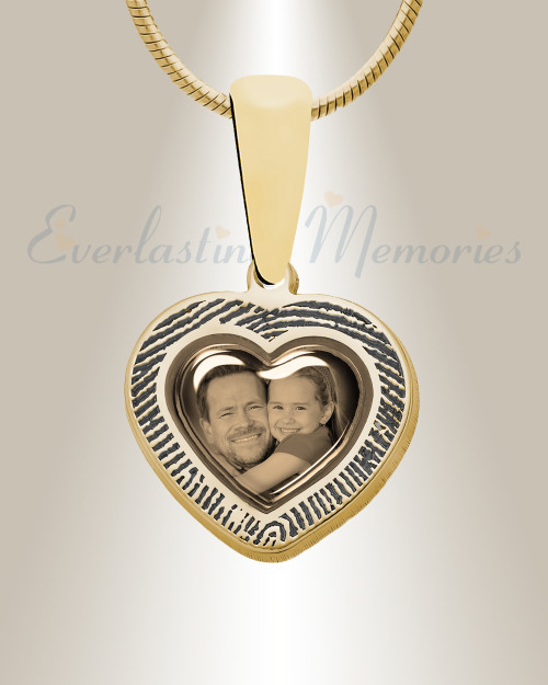 Heart 14K Gold Fingerprint And Picture Pendant