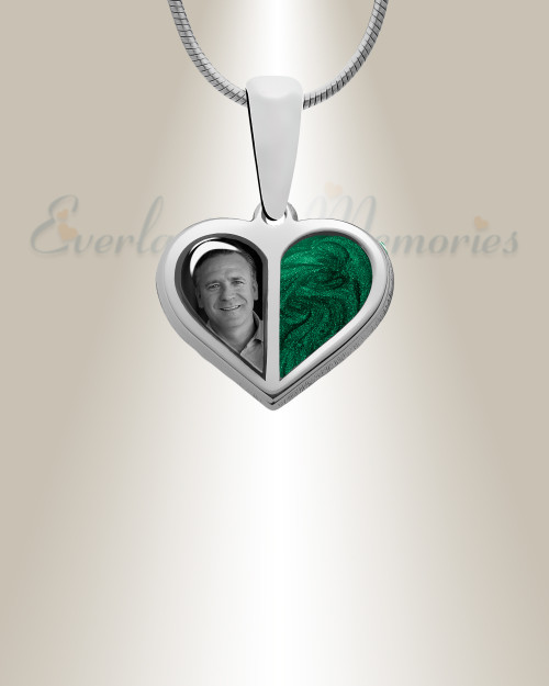 Two Heart Sterling Silver Picture Pendant With Fir Ash Resin Jewelry