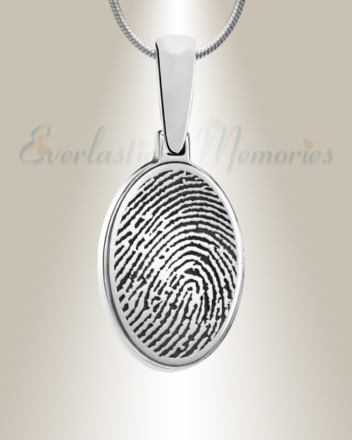 Sterling Silver Signature Oval Fingerprint Necklace
