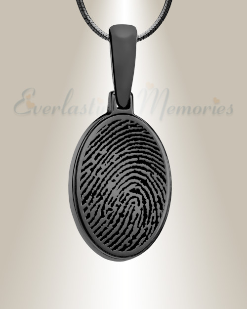 Signature Oval Black Plated Fingerprint Necklace