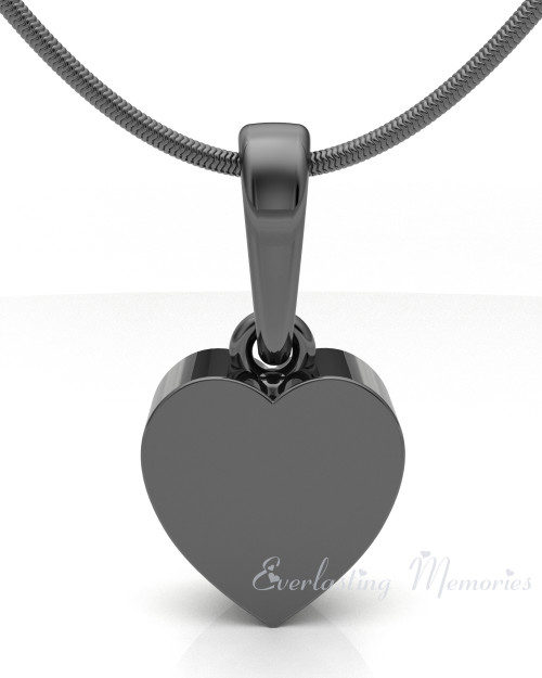 Black Simple Heart Forever Sealed Cremation Jewelry