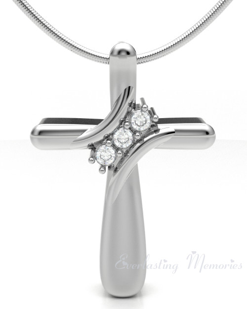 Forever Sealed Sterling Silver Stylish Cross Memorial Jewelry