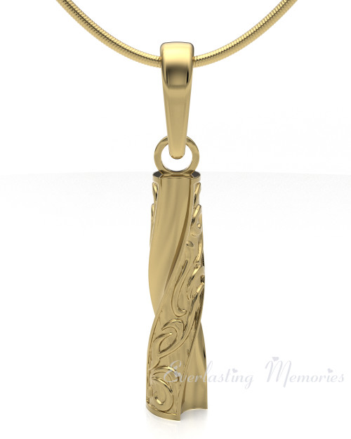 Gold Plated Twisted Cylinder Forever Sealed Cremation Jewelry