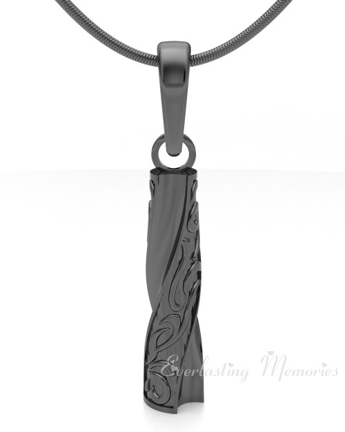 Black Plated Twisted Cylinder Forever Sealed Cremation Jewelry