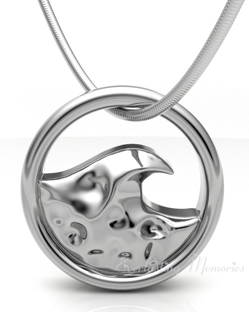 14K White Gold Surf's Up Forever Sealed Memorial Jewelry
