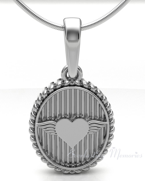 14K White Gold At Heart Oval Forever Sealed Memorial Jewelry