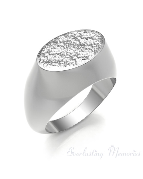 Solid 14K White Gold Men's Signet Forever Sealed Memorial Ring