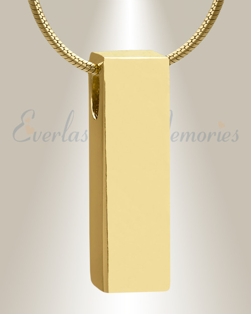 Solid 14K Gold Elegance Cylinder Forever Sealed Cremation Jewelry
