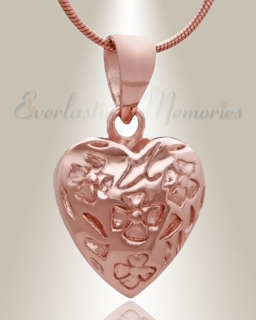 Rose Gold Plated Gratitude Heart Forever Sealed Cremation Jewelry