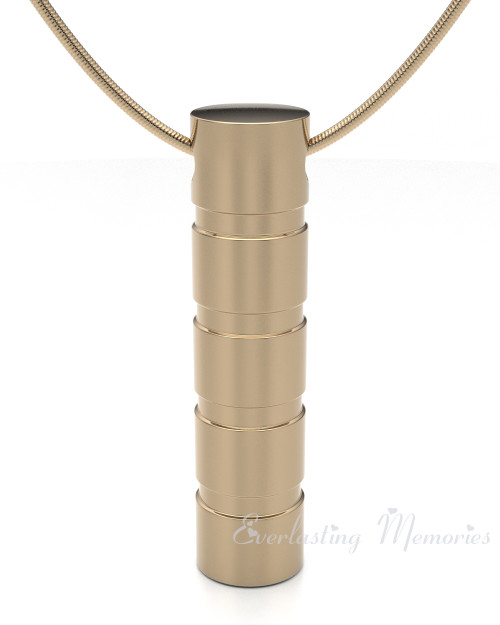Solid 14k Gold Plated Carved Cylinder Forever Sealed Memorial Jewelry