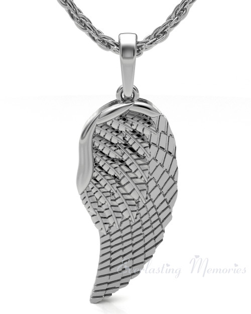 Solid 14k White Gold Feather Forever Sealed Memorial Jewelry