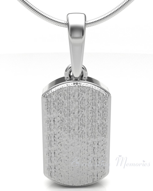 Solid 14K White Gold Dog Tag Textured Forever Sealed Memorial Jewelry