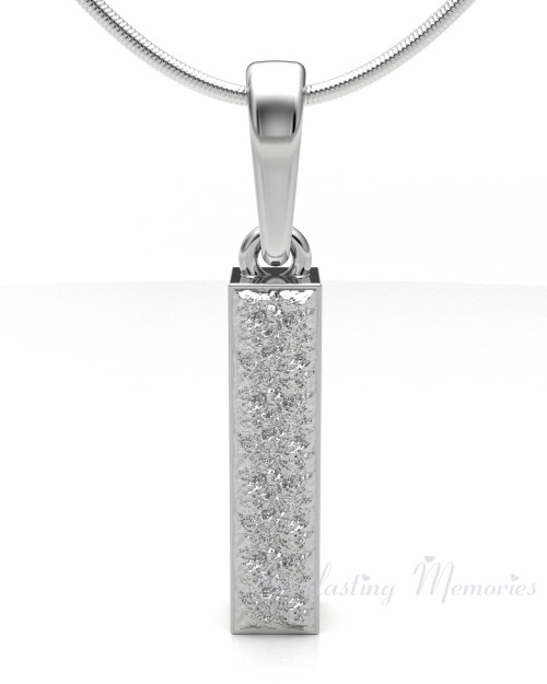 Solid 14k White Gold Textured Cylinder Forever Sealed Memorial Jewelry