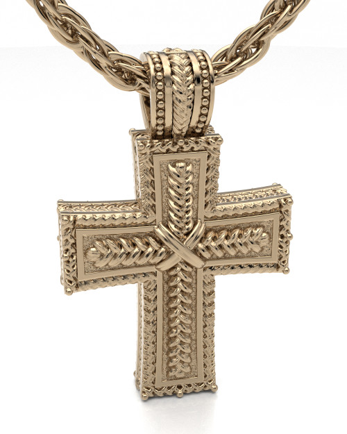 Gold Plated Double Cross Forever Sealed Memorial Jewelry