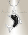 14k White Gold Onyx Dolphin Jewelry Urn