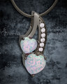 Black Pink Opal Calming Hearts Cremation Jewelry