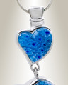 Blue Statuesque Hearts Cremation Jewelry