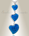 Blue Statuesque Hearts Cremation Jewelry