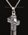 14k White Gold Indigo Cross Memorial Locket