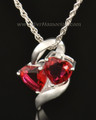 14k White Gold Passionate Hearts Memorial Locket