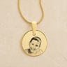 Round Photo Engraved Gold Plated over Stainless Keepsake