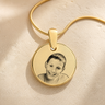 Round Photo Engraved Gold Plated over Stainless Keepsake
